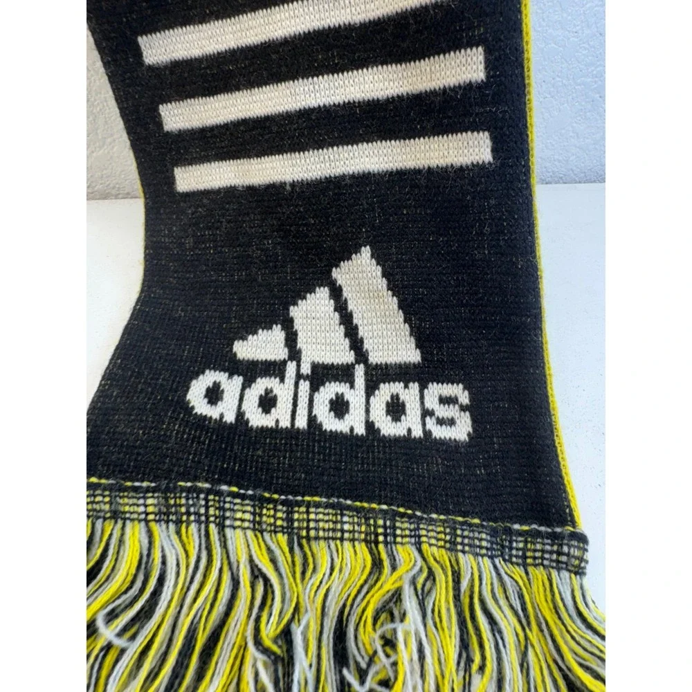 Adidas Columbus Crew MLS Soccer Scarf Black Yellow Knit Fringed Fan Scarf